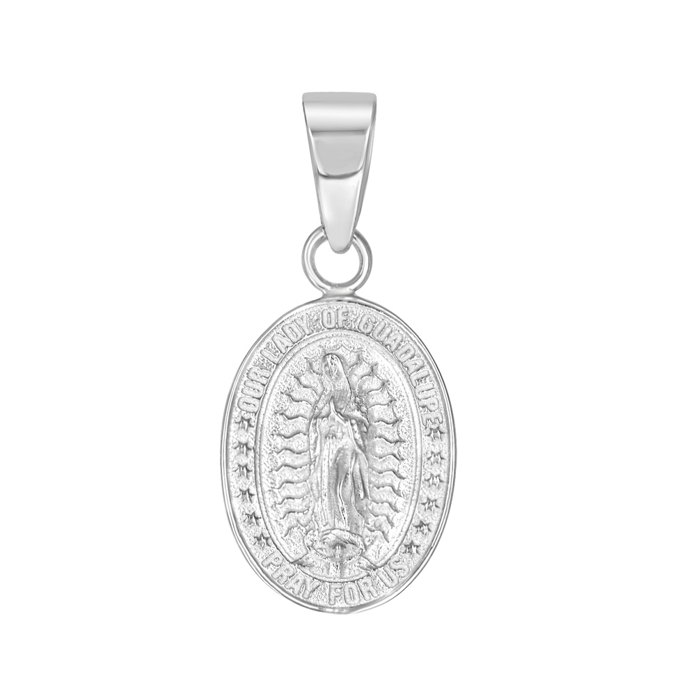 925 Sterling Silver Unisex Our Lady Of Guadalupe Pray For Us Religious Pendant